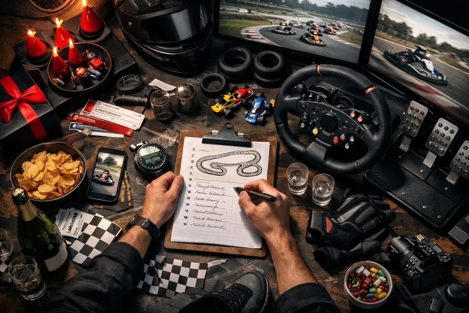 Un anniversaire adulte au karting se prépare avec méthode